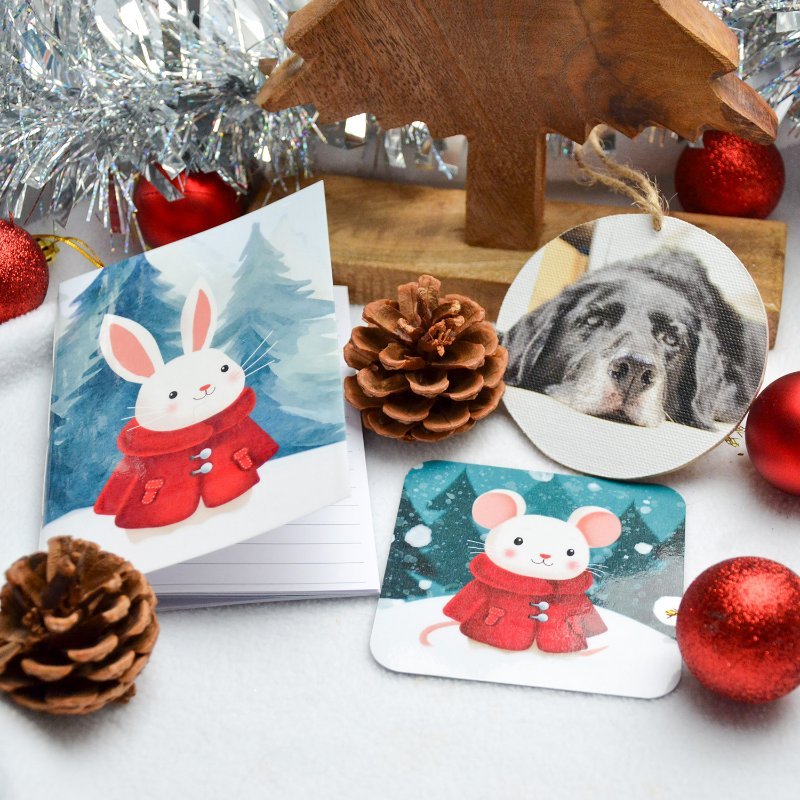 Box de Noel essentielle pour nac chien et chats avec une suspension de noel un carnet de notes et un magnet personnalise.jpg